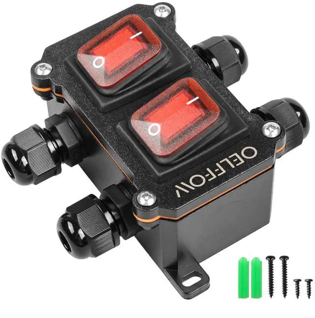 Main image of Waterproof On Off Toggle Switch Double Switch with Red Light Rocker Button Inline Cord Switch DPST AC/DC 20A-125V,16A-250V,30A-24V,35A-12V, IP66 4 Exit