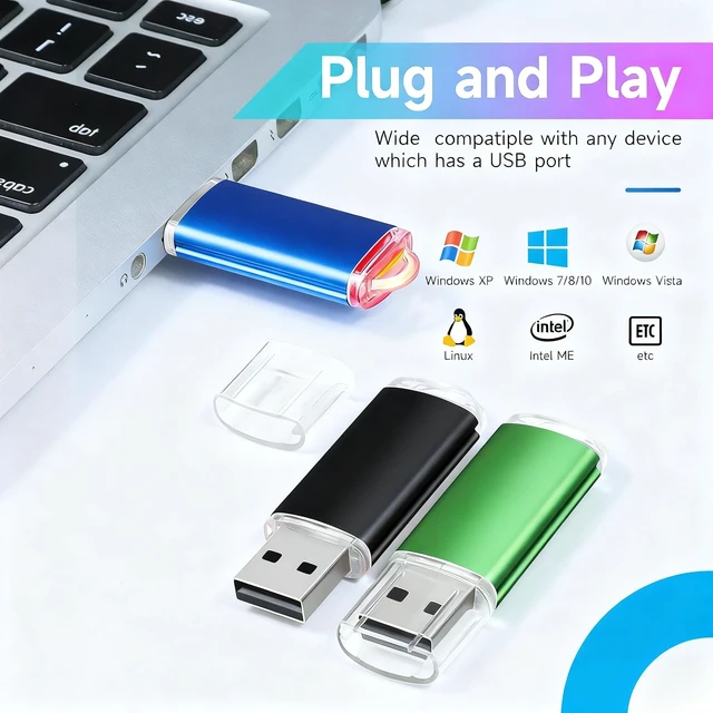 Alt view image 5 of 6 - 10 pack gift usb flash drives 64GB 2.0 Colorful Thumb Drives Bulk Set, Bulk USB Memory Stick with Protective Cap, Portable Data Storage for School Office Photo Music Plug and Play