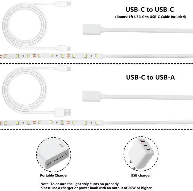 Alt view image 2 of 7 - USB C 12V LED Strip Lights 16.4ft, Bright Under Cabinet Lighting for Kitchen, TV Backlight & RV Camper, Flexible Tape Light for 3D Printer & Desk