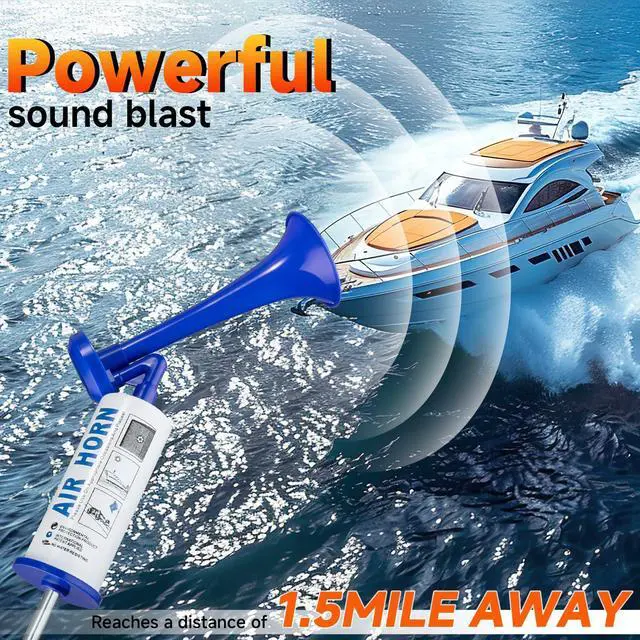 Alt view image 2 of 7 - Air Horn for Safety, Loud HandHeld Air Horn for Boats Events Camping Reusable, Sports Pump Horn Loud Noise Maker for Boating Sports Events Birthday Party BANHAO