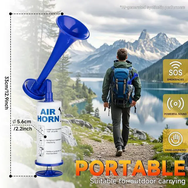 Alt view image 4 of 7 - Air Horn for Safety, Loud HandHeld Air Horn for Boats Events Camping Reusable, Sports Pump Horn Loud Noise Maker for Boating Sports Events Birthday Party BANHAO