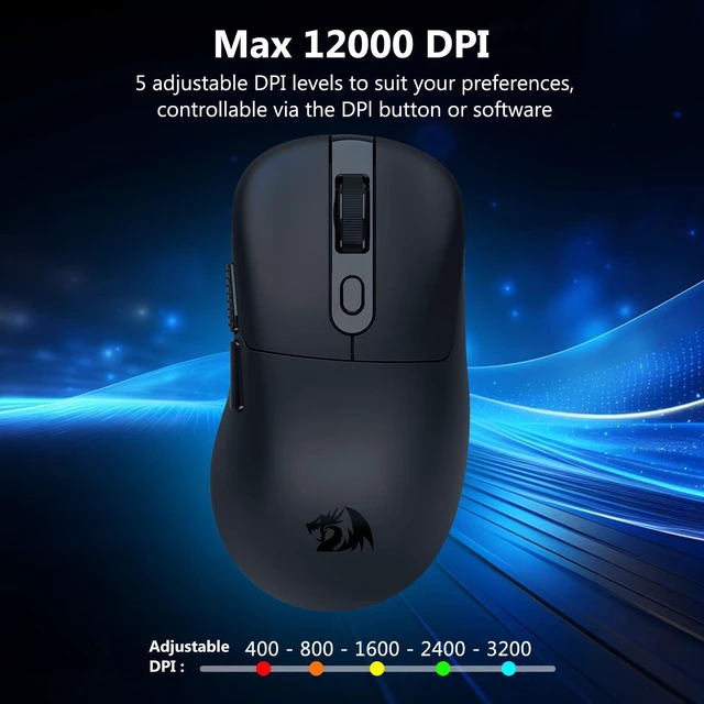 Alt view image 4 of 7 - Wireless Gaming Mouse, 58g Lightweight, Black | 12,000 DPI, Tri-Mode 2.4G/Bluetooth/USB-C, PAW3311 Sensor, 75Hr Battery Mice with 6 Programmable Buttons for PC/Mac