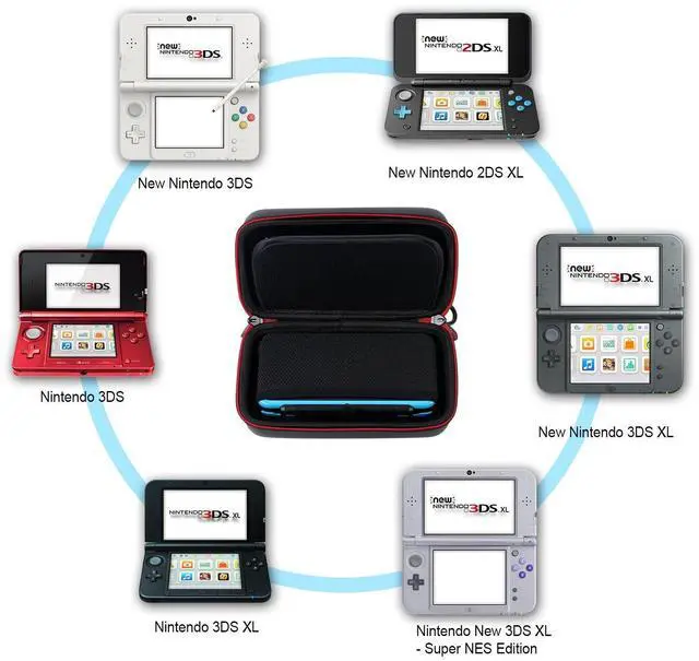 Alt view image 2 of 6 - Carrying Case for Nintendo 3DS XL/2DS XL, Hard Protective Shell Travel Case for Nintendo New 3DS - Super NES Edition - Black/Red
