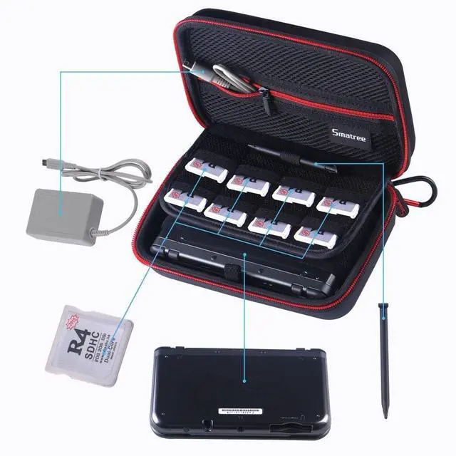Alt view image 3 of 6 - Carrying Case for Nintendo 3DS XL/2DS XL, Hard Protective Shell Travel Case for Nintendo New 3DS - Super NES Edition - Black/Red