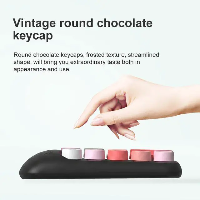 Alt view image 7 of 7 - Cute Wireless Number Keypad with 2.4G USB Receiver, 18 Colorful Round Keys Numpad, Portable Financial Accounting Numeric Keyboard, Suitable for PC, Laptop (Black)