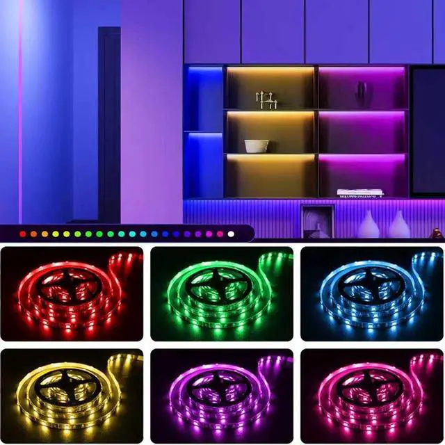 Alt view image 2 of 7 - Two Sets 13.2ft Battery Powered LED Strip Lights, RGB Color Changing LED Lights with 3-Key Controller, AA Battery Operated Flexible Light Strip for Bedroom, TV Backlight, Closet, Camping(2)