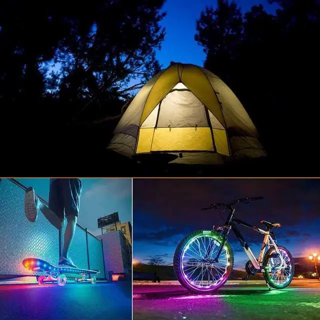 Alt view image 4 of 7 - Two Sets 13.2ft Battery Powered LED Strip Lights, RGB Color Changing LED Lights with 3-Key Controller, AA Battery Operated Flexible Light Strip for Bedroom, TV Backlight, Closet, Camping(2)