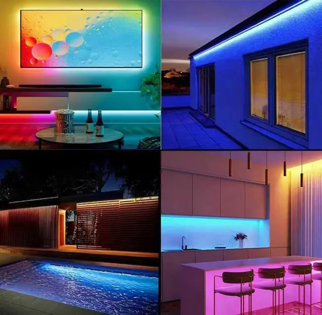 Alt view image 5 of 7 - Two Sets 13.2ft Battery Powered LED Strip Lights, RGB Color Changing LED Lights with 3-Key Controller, AA Battery Operated Flexible Light Strip for Bedroom, TV Backlight, Closet, Camping(2)