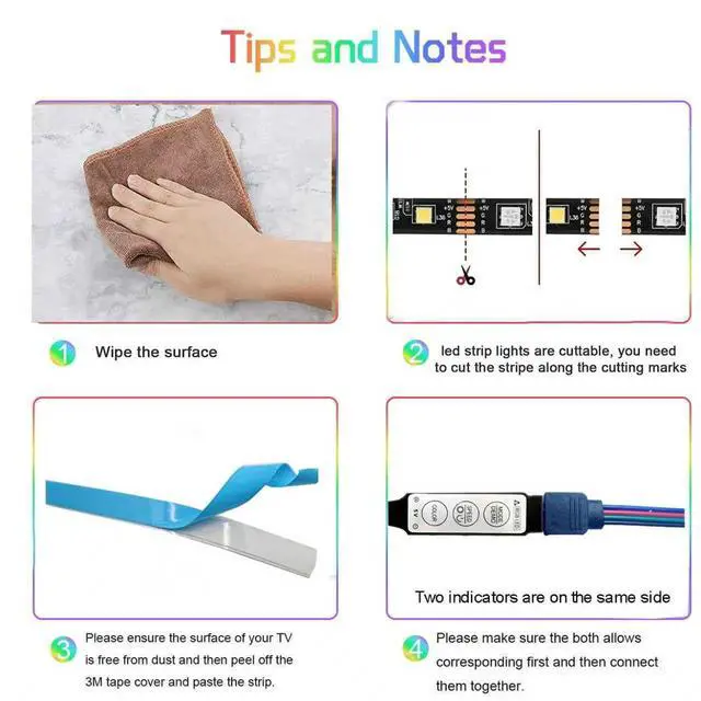 Alt view image 6 of 7 - Two Sets 13.2ft Battery Powered LED Strip Lights, RGB Color Changing LED Lights with 3-Key Controller, AA Battery Operated Flexible Light Strip for Bedroom, TV Backlight, Closet, Camping(2)