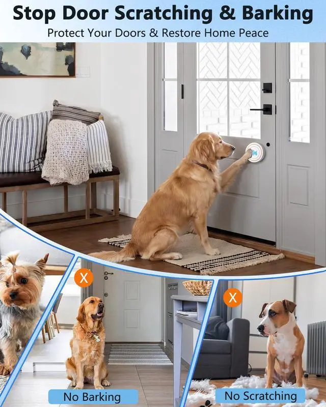 Alt view image 3 of 7 - Dog Door Bell for Potty Training to Go Outside, Wireless Doggie Doorbell for Dogs, Puppy Training Bell with Touch Button, IP65 Waterproof, 1000ft Range, 55 Chimes & Adjustable Volume (1 Button-White)
