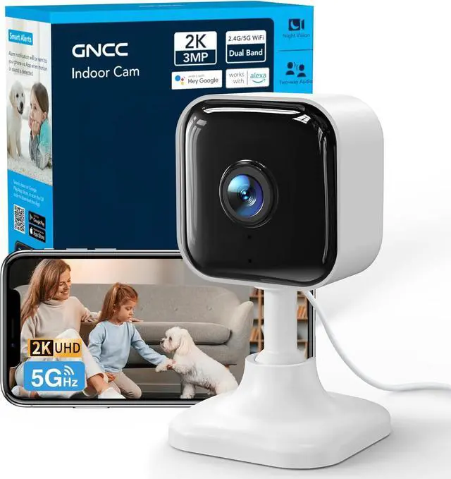 Main image of 2K Indoor Security Camera for Home Wireless, Pet Camera 2.4g/5g WiFi | Mini Dog Cam with Phone App, Motion Detection, Works w/Alexa, Cloud & SD Card Storage, Fixed View, Plug-in