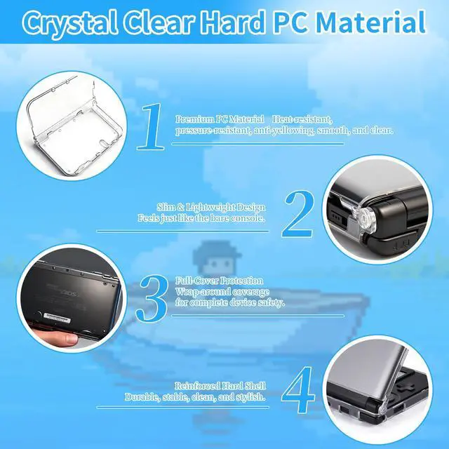 Alt view image 4 of 7 - 2 Pack New 3DS XL Shell Case, Hard Clear Crystal Protective Cover Skin Accessory Compatible with New Nintendo 3DS XL LL (2015) Console, Transparent White