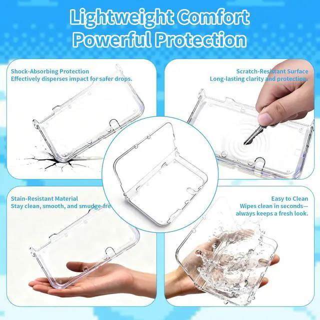 Alt view image 5 of 7 - 2 Pack New 3DS XL Shell Case, Hard Clear Crystal Protective Cover Skin Accessory Compatible with New Nintendo 3DS XL LL (2015) Console, Transparent White