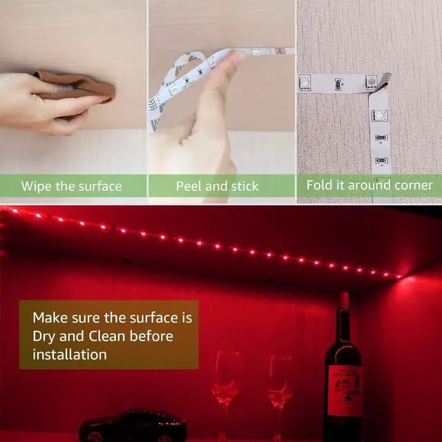 Alt view image 4 of 7 - LED Strip Lights Battery Powered, 24 Keys Remote Control Light Strip for Parties, DIY Indoor Decoration, 6.56ft/2m, 2 Pack