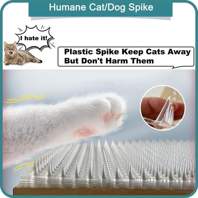 Alt view image 2 of 7 - 8 Pack Cat Deterrent Outdoor/Indoor Scat Mat, Pet Deterrent Training Mats, Keep Cats/Dogs Away Plastic Mats with Spikes, 12 Sq.ft, 16 x 13 Inches