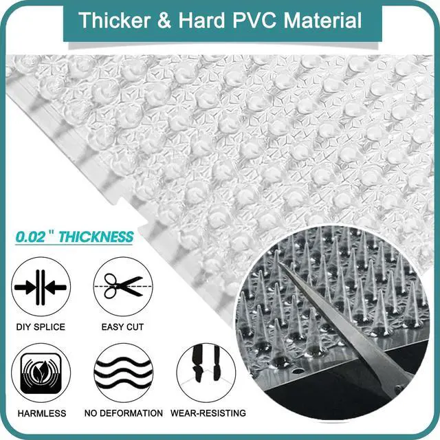 Alt view image 5 of 7 - 8 Pack Cat Deterrent Outdoor/Indoor Scat Mat, Pet Deterrent Training Mats, Keep Cats/Dogs Away Plastic Mats with Spikes, 12 Sq.ft, 16 x 13 Inches