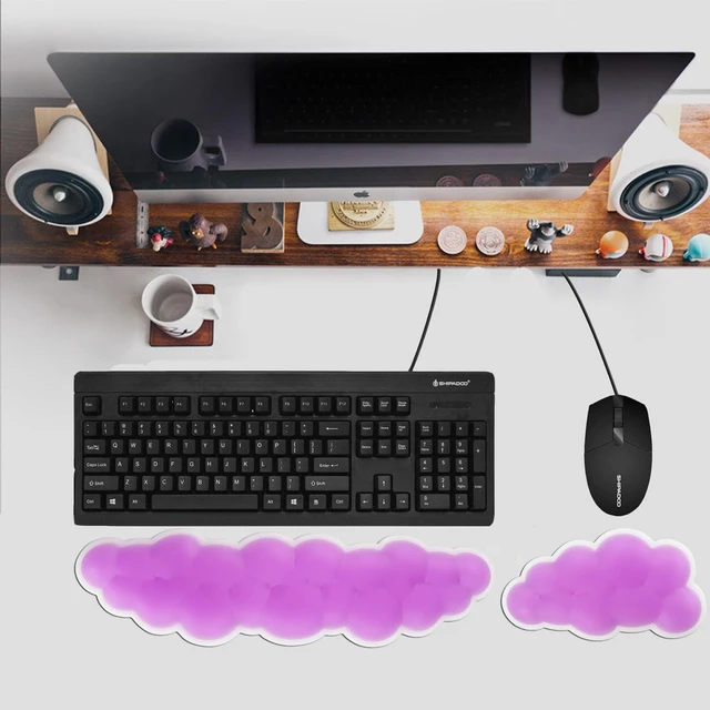 Alt view image 6 of 7 - PU Gel Material Computer Keyboard Mouse Wrist Rest, Ergonomic Design, Relieving Typing Pain, Keyboard pad Supporting arm, Mouse pad Supporting Wrist, Anti-Skid PU Base, Office, Home, Games (Purple)