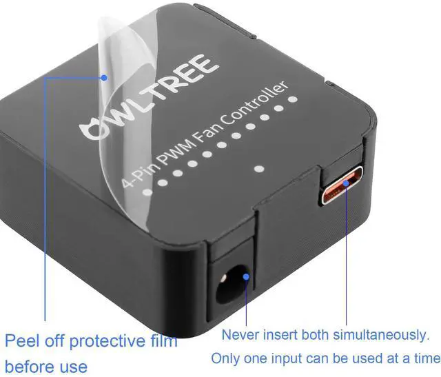 Alt view image 6 of 6 - 12V 4 Pin PWM Fan Speed Controller PC Fan Hub 6 Fans Supported, Powered by Type-C PD3.0 QC 3.0 and DC 5521 with Max Total 60W Output