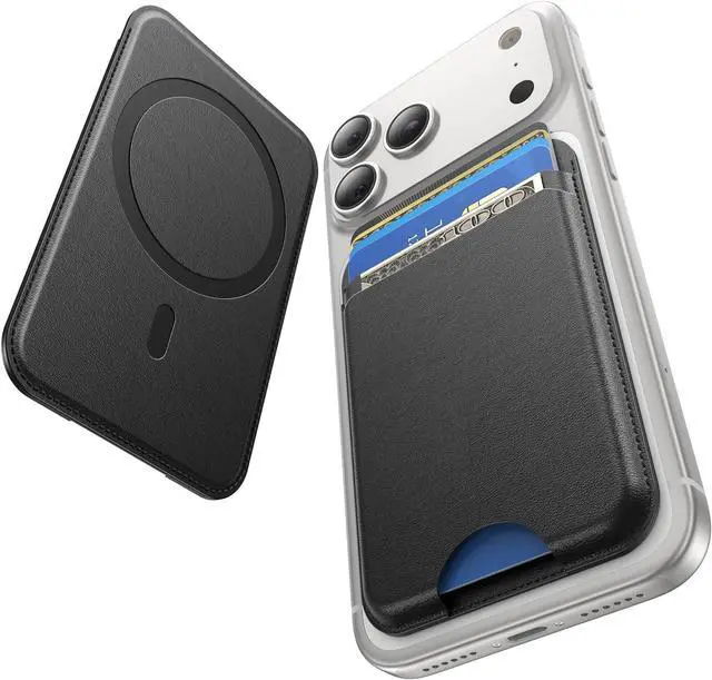 Main image of for MagSafe Wallet, 5 Card Holder, Slim Leather Magnetic Wallet for iPhone 17/16/15/14/13/12 Pro Max Plus Air Series, 1 Card Slots & 1 Cash Slot,Black