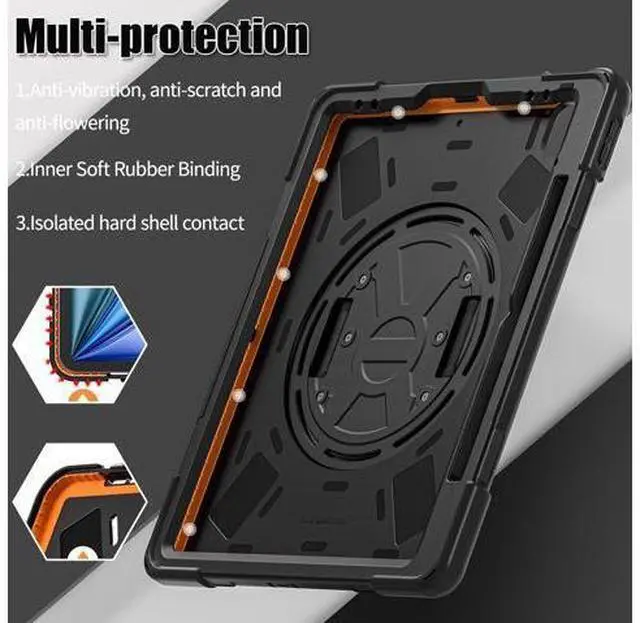 Alt view image 5 of 7 - Case for iPad Air 13-inch (2024) M2 Chip Model A2898 Heavy Duty Rugged Durability Silicone Tablet Cover with 360° Rotating Hand Strap Foldable Hidden Stand & Shoulder Strap, Black