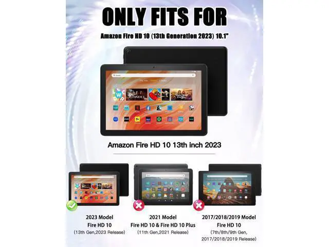 Alt view image 2 of 7 - Shockproof Case for Amazon Fire HD 10 Tablet 10.1 (Only fits 13th generation tablet, 2023 release), Rugged Silicone Cover with 360 Rotating Kickstand & Handle Grip, Shoulder Strap, Black