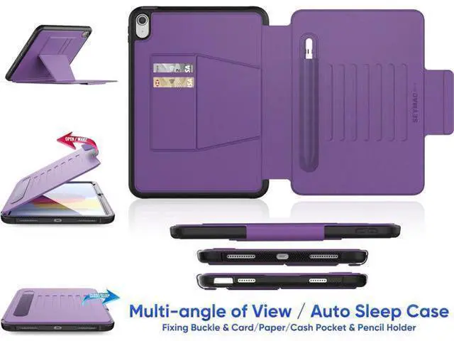 Alt view image 3 of 7 - Pad 10th Generation Case 10.9'', Strong Magnetic Auto Sleep Shockproof Case with Absorbing Multi-Angles Stand, Pen Holder, Card Slot for Pad 10.9 Inch 2022 (Purple)