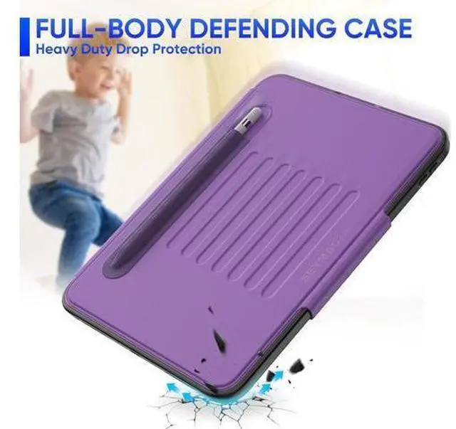 Alt view image 7 of 7 - Pad 10th Generation Case 10.9'', Strong Magnetic Auto Sleep Shockproof Case with Absorbing Multi-Angles Stand, Pen Holder, Card Slot for Pad 10.9 Inch 2022 (Purple)