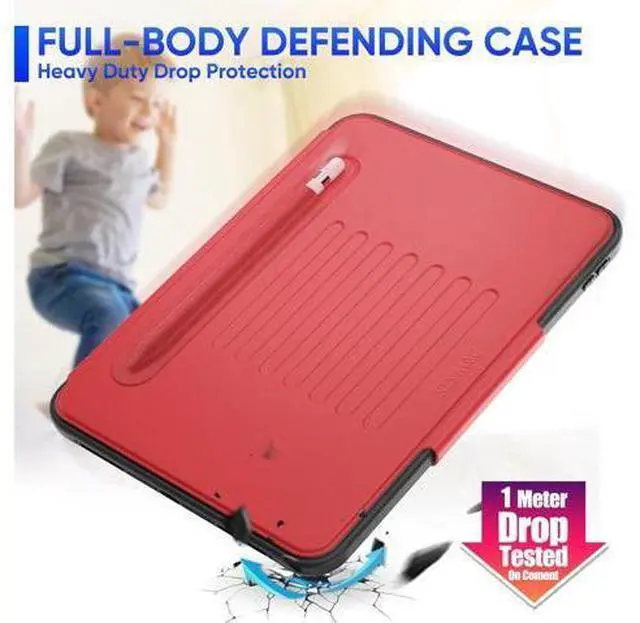 Alt view image 5 of 6 - Pad 10th Generation Case 10.9'', Strong Magnetic Auto Sleep Shockproof Case with Absorbing Multi-Angles Stand, Pen Holder, Card Slot for Pad 10.9 Inch 2022 (Red)