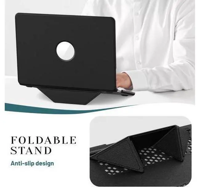 Alt view image 2 of 7 - Case for MacBook Pro 16 inch 2024-2021 A3403 A3186 A2991 A2780 A2485 M4-M1, Shock-Absorbing Protection Case with Magnetically-Folio Stand &Mouse Pad/Bag (Leather-Like Color Black)