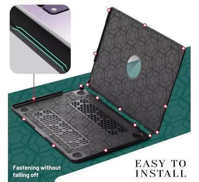 Alt view image 3 of 7 - Case for MacBook Pro 16 inch 2024-2021 A3403 A3186 A2991 A2780 A2485 M4-M1, Shock-Absorbing Protection Case with Magnetically-Folio Stand &Mouse Pad/Bag (Leather-Like Color Black)