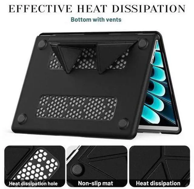 Alt view image 4 of 7 - Case for MacBook Pro 16 inch 2024-2021 A3403 A3186 A2991 A2780 A2485 M4-M1, Shock-Absorbing Protection Case with Magnetically-Folio Stand &Mouse Pad/Bag (Leather-Like Color Black)