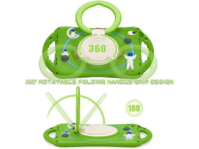 Alt view image 7 of 7 - 3D Kawaii Astronauts Case for iPad 10th Generation 10.9 Inch 2022 A2696 A2757 A2777, Silicone Kids Boys Spaceman Case with Pencil Holder,Carrying Shoulder Strap,Handle Grip,Kickstand-Frog Green