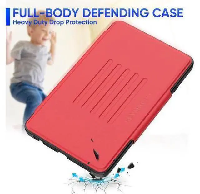 Alt view image 7 of 7 - for Galaxy Tab A9 5G Tablet Case 8.7'', Smart Auto Sleep Cover with Magnetic Multi-Angles Stand, Card Slot for Galaxy Tab A9 8.7'' SM-X110/X115/X117 (Red)