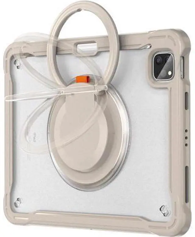 Alt view image 2 of 7 - Case for iPad Pro 12.9-inch 2022 6th M2 /2021 (5rd Generation) / iPad Pro 12.9" 4th/3rd Gen Heavy Duty Rugged Shockproof Tablet Cover with 360° Rotating Hand Strap & Shoulder Strap, Khaki