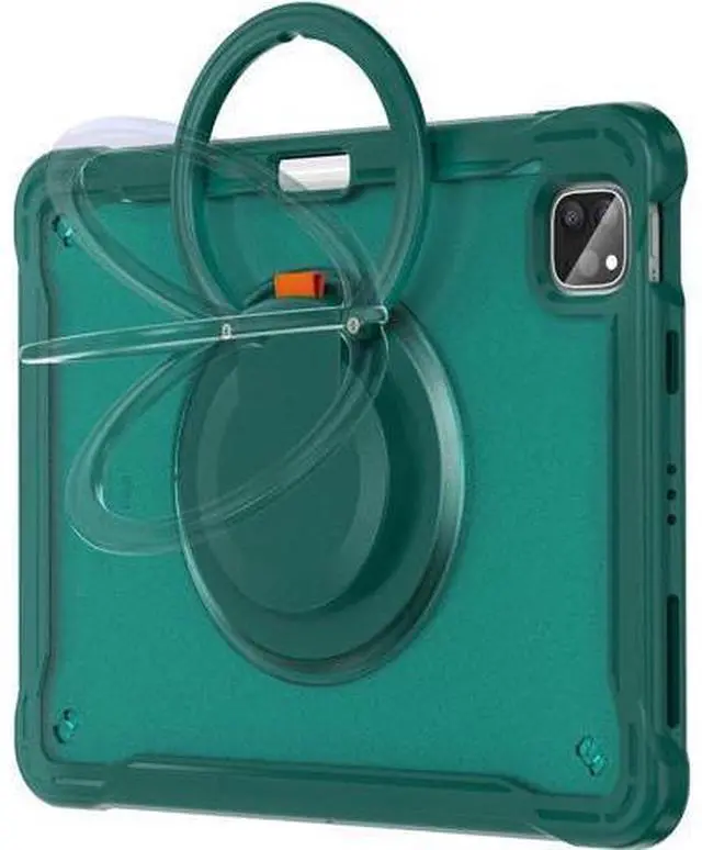Alt view image 2 of 7 - Case for iPad Pro 12.9-inch 2022 6th M2 /2021 (5rd Generation) / iPad Pro 12.9" 4th/3rd Gen Heavy Duty Rugged Shockproof Tablet Cover with 360° Rotating Hand Strap & Shoulder Strap, Teal