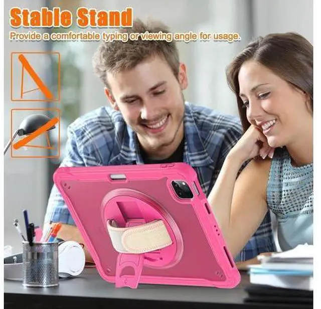 Alt view image 6 of 7 - Ultimate Case for iPad Pro 12.9-inch 2022 6th M2 /2021 (5rd Generation) / iPad Pro 12.9" 4th/3rd Gen Rugged Shockproof Tablet Cover with 360° Rotatable Kickstand & Shoulder Strap, Teal