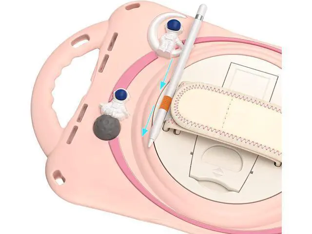 Alt view image 7 of 7 - Kid Case for New iPad Mini 6(8.3 inch 2021), Shockproof Rubber Mini 6 Case A2567/A2568/A2569 with Pencil Holder+Kickstand+Hand Strap+Shoulder Belt Handle Grip, Pink