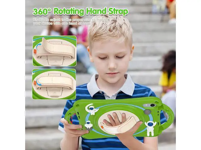Alt view image 2 of 7 - Kid Case for New iPad Mini 6(8.3 inch 2021), Shockproof Silicone Mini 6 Case A2567/A2568/A2569 with Pencil Holder+Kickstand+Hand Strap+Shoulder Belt Handle Grip, Glass Green