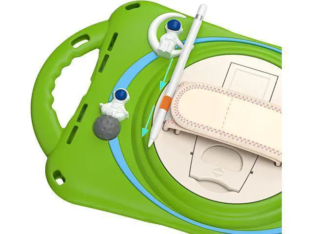 Alt view image 7 of 7 - Kid Case for New iPad Mini 6(8.3 inch 2021), Shockproof Silicone Mini 6 Case A2567/A2568/A2569 with Pencil Holder+Kickstand+Hand Strap+Shoulder Belt Handle Grip, Glass Green