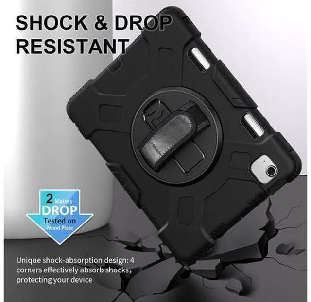 Alt view image 3 of 7 - Case for 2024 iPad Air 11-Inch (M2, 6th Gen), Durable Shockproof Protective Cover with 360° Rotating Stand - Hand Strap - Shoulder Strap - Pencil Holder