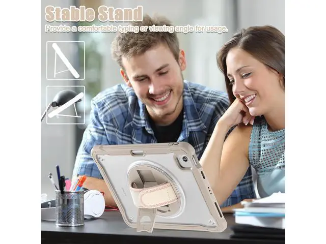 Alt view image 7 of 7 - iPad Air 11 inch Case 2024 M2 Chip Dual-Layer Protective Tablet Cover,Lightweight Durable,Shock-Absorbing Corners with 360° Rotating Hand Strap and Hidden Kickstand & Shoulder Strap, Khaki