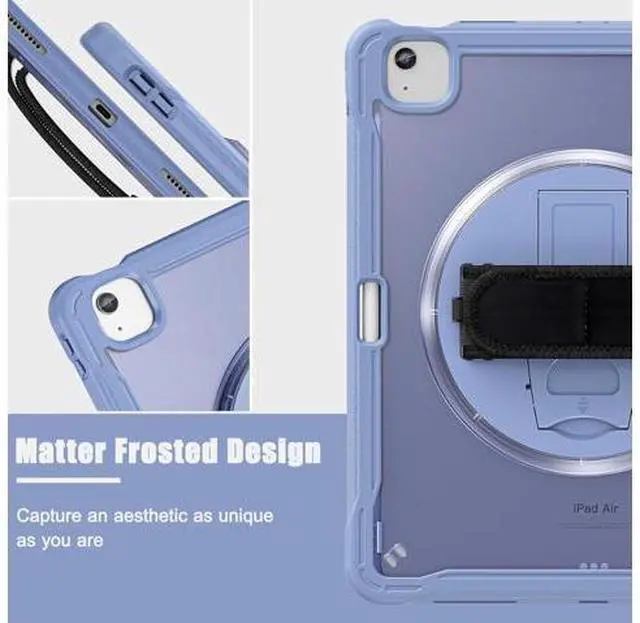 Alt view image 5 of 7 - iPad Air 13 inch Case 2024 M2 Chip Dual-Layer Protective Tablet Cover,Lightweight Durable,Shock-Absorbing Corners with 360° Rotating Hand Strap and Hidden Kickstand & Shoulder Strap, Lavender