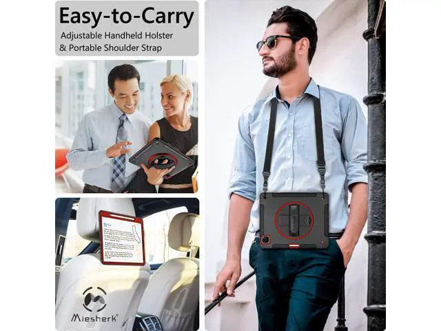 Alt view image 6 of 7 - Case for iPad Pro 12.9 2022/2021: Military Grade Heavy Duty Shockproof Cover for iPad Pro 12.9 Inch 6th/5th Generation- Pencil Holder - Rotating Stand - Hand/Shoulder Strap - Black