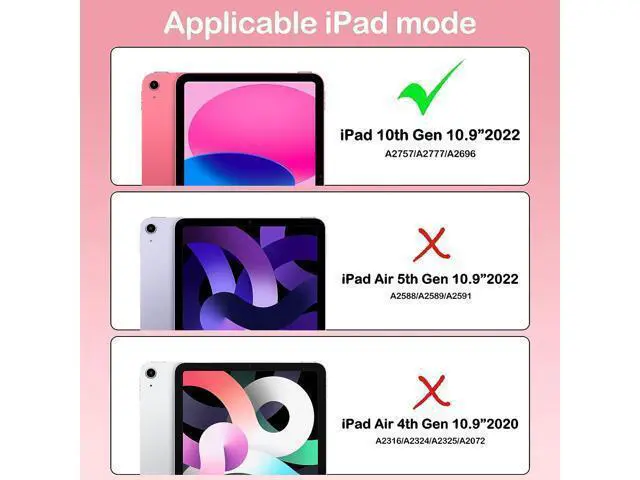 Alt view image 2 of 7 - iPad 10th Generation Case 2022 10.9 Inch A2696 A2757 A2777-Shockproof Silicone Cover with Pencil Holder/360°Swivel Ring Stand/Handle Grip/Kickstand/Shoulder Strap/Screen Protector, Sakura Pink