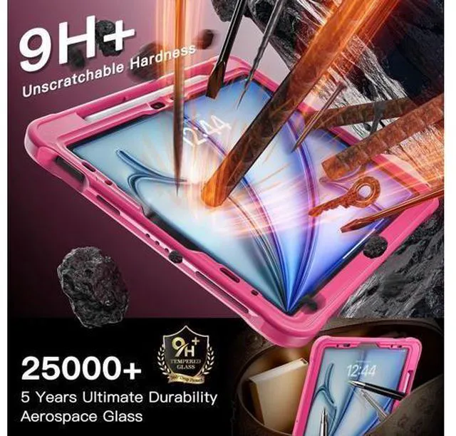 Alt view image 4 of 7 - Case for iPad Air 11 Inch M3/M2 (2025/2024), Air 5th/4th 10.9 Inch (2022/2020), Pro 11" 4th/3rd/2nd/1st, Shockproof Cover with 360 Rotating Stand, Pencil Holder, Shoulder Strap, with Screen Protector