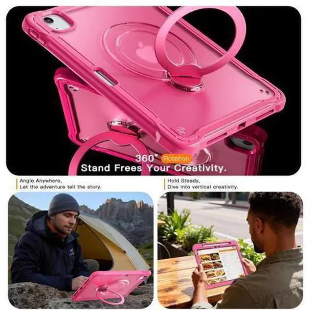 Alt view image 7 of 7 - Case for iPad Air 11 Inch M3/M2 (2025/2024), Air 5th/4th 10.9 Inch (2022/2020), Pro 11" 4th/3rd/2nd/1st, Shockproof Cover with 360 Rotating Stand, Pencil Holder, Shoulder Strap, with Screen Protector