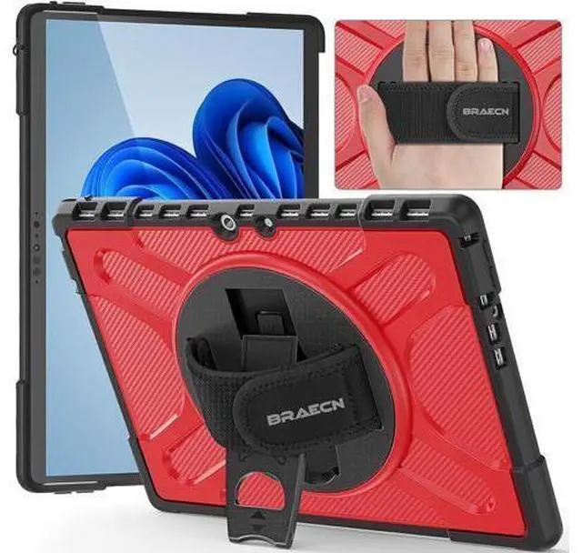 Main image of Surface Pro 8 13 Inch Case 2021, Rugged with 360 Degree Rotating Stand/Hand Strap & Reserved Keyboard Adsorption Interface for Microsoft Surface Pro 8 -Red