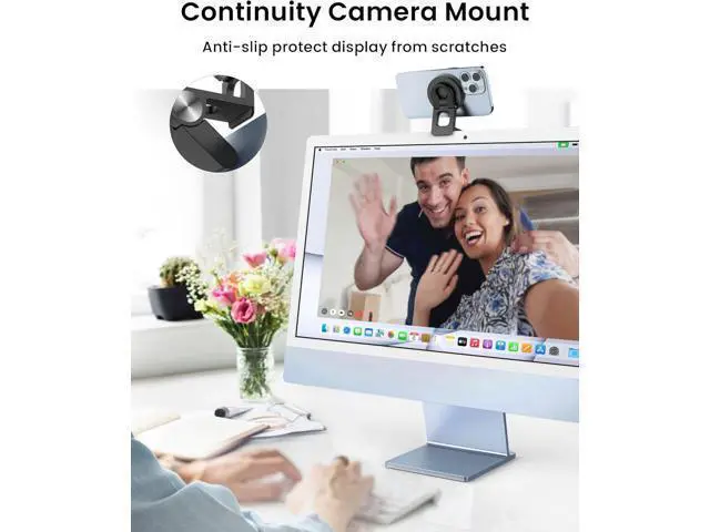 Alt view image 2 of 7 - Continuity Camera Mount for Desktop Monitor & iMac Compatible iPhone Webcam Mount with Mag-Safe for Mac and Displays, Mac OS Ventura, Work for Facetime, Desk View, Black