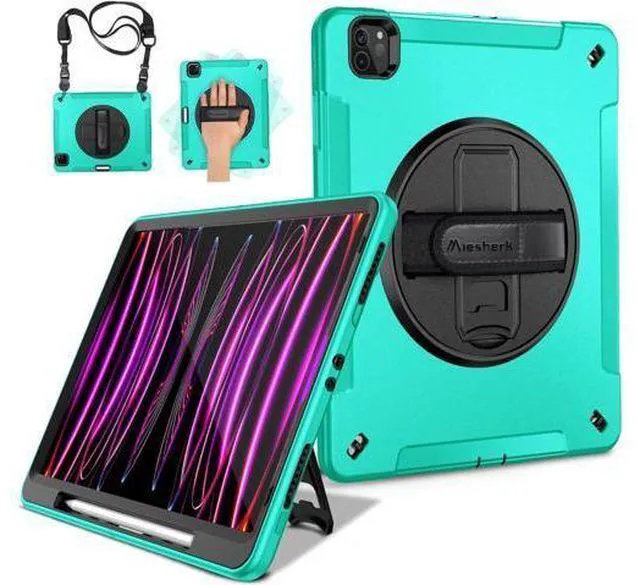 Main image of Case for iPad Pro 12.9 2022/2021: Military Grade Heavy Duty Shockproof Cover for iPad Pro 12.9 Inch 6th/5th Generation- Pencil Holder - Rotating Stand - Hand/Shoulder Strap - Sky Blue