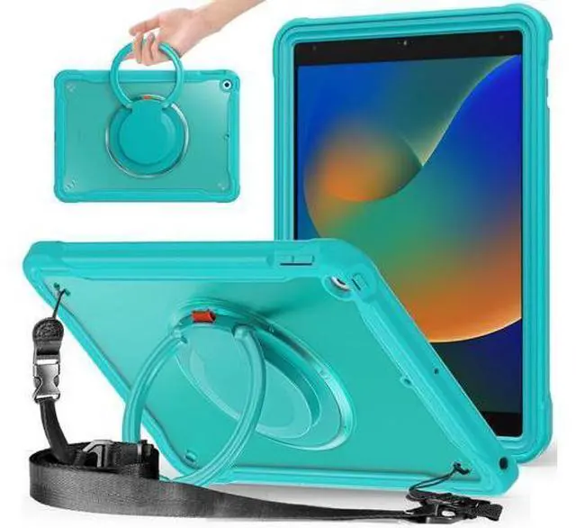 Main image of Ultimate Protection Case for iPad 10.2 Inch 9th / 8th / 7th Generation (2021/2020 / 2019) Sturdy Shockproof Tablet Cover with 360° Rotatable Kickstand & Shoulder Strap/Pencil Holder, Blue